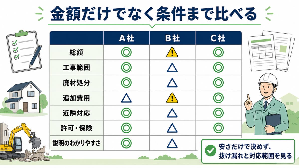 解体業者の比較方法 解体業者の比較方法